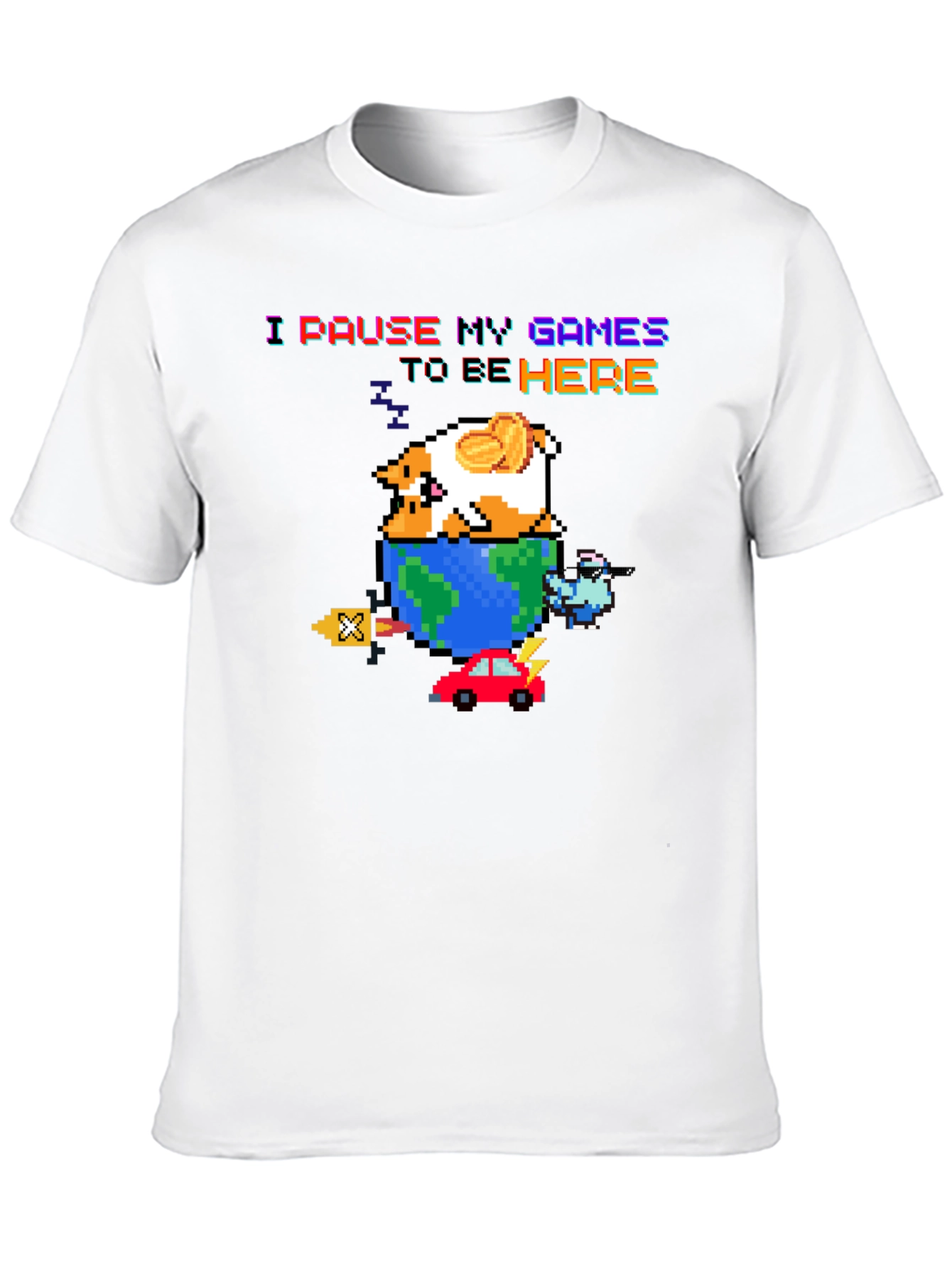 Black Pixel Art Gamer T-Shirt - I Pause My Games view 10