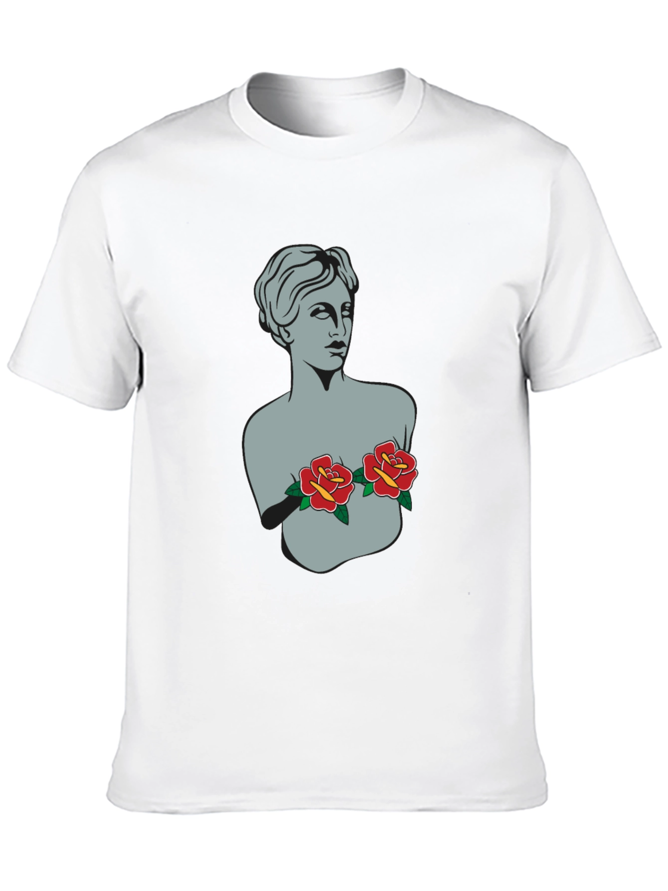 Statue Bust with Roses Graphic Tee - 10