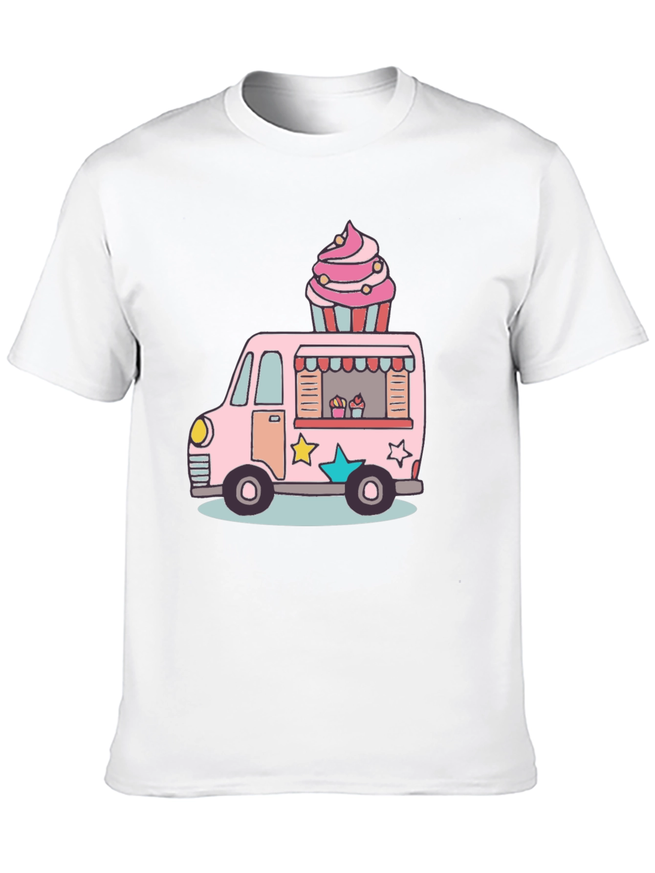 Black Cupcake Truck Graphic T-Shirt - Novelty Foodie Tee view 10