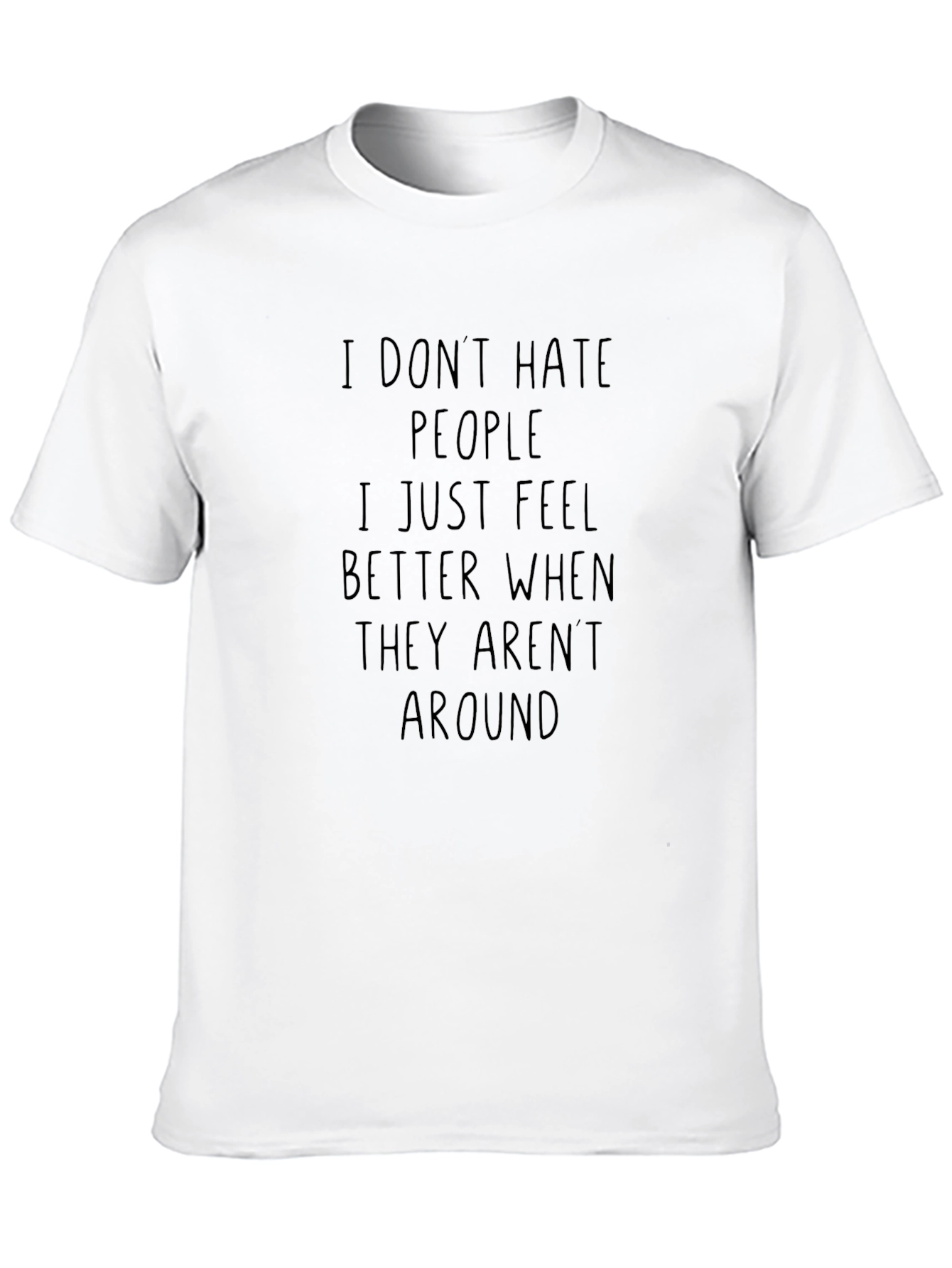 Black Introvert Humor Tee - "I Don't Hate People" T-Shirt view 10