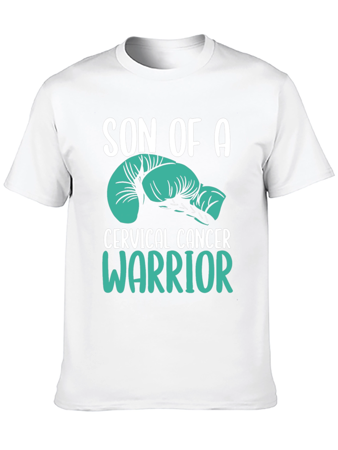 Black Cervical Cancer Warrior T-Shirt - Teal Boxing Gloves view 10