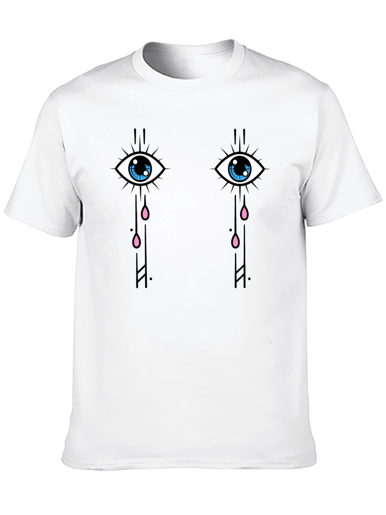 Black Teary Eyes Graphic Tee - Trendy Black Cotton T-Shirt view 10