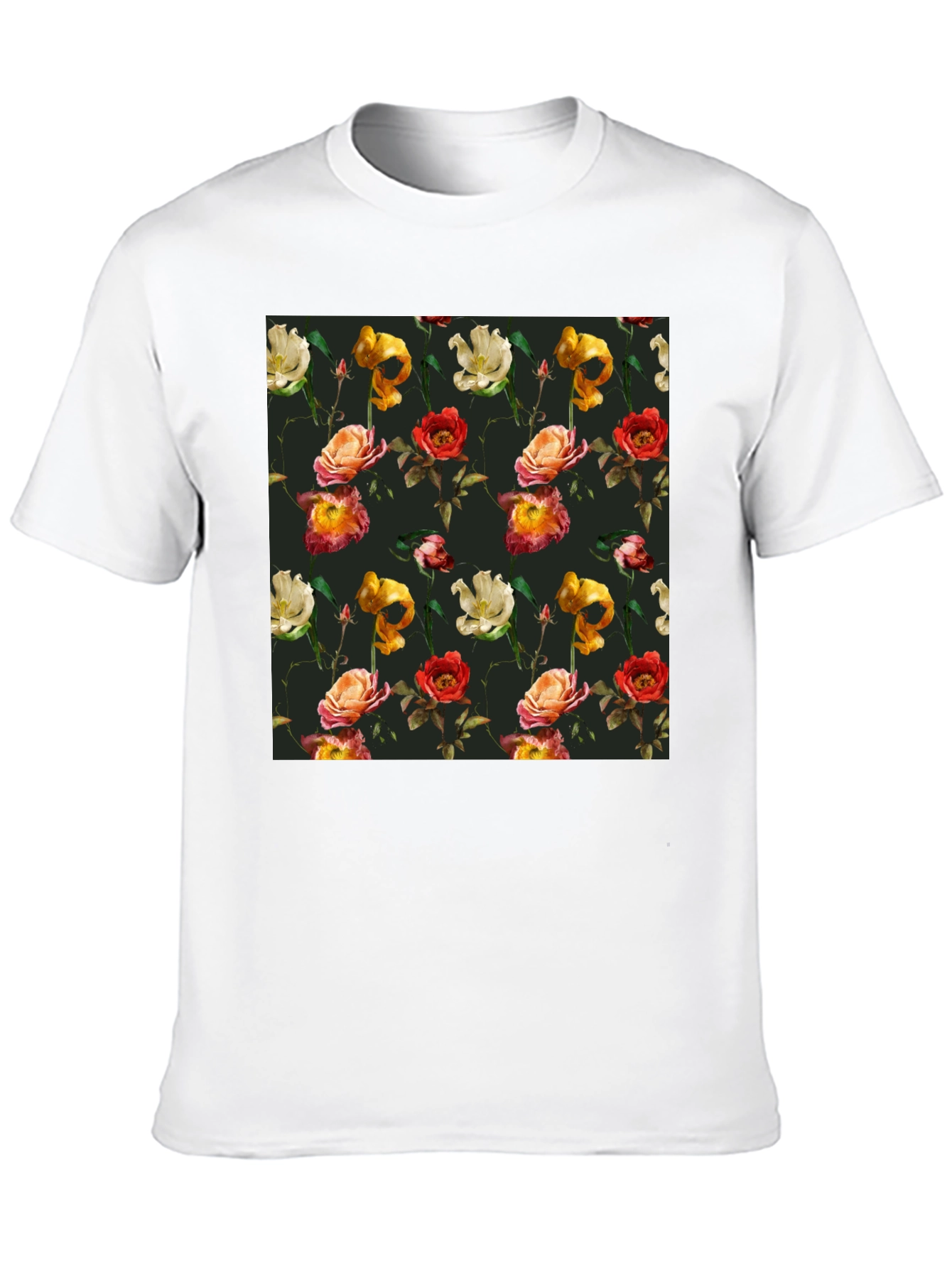 Black Floral Print Black T-Shirt view 10