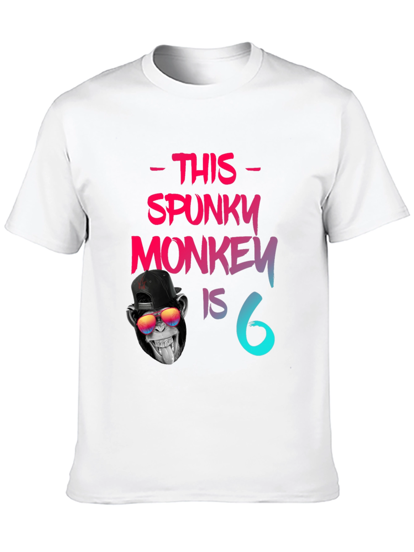 Black Spunky Monkey Birthday T-Shirt -  6 Years Old view 10