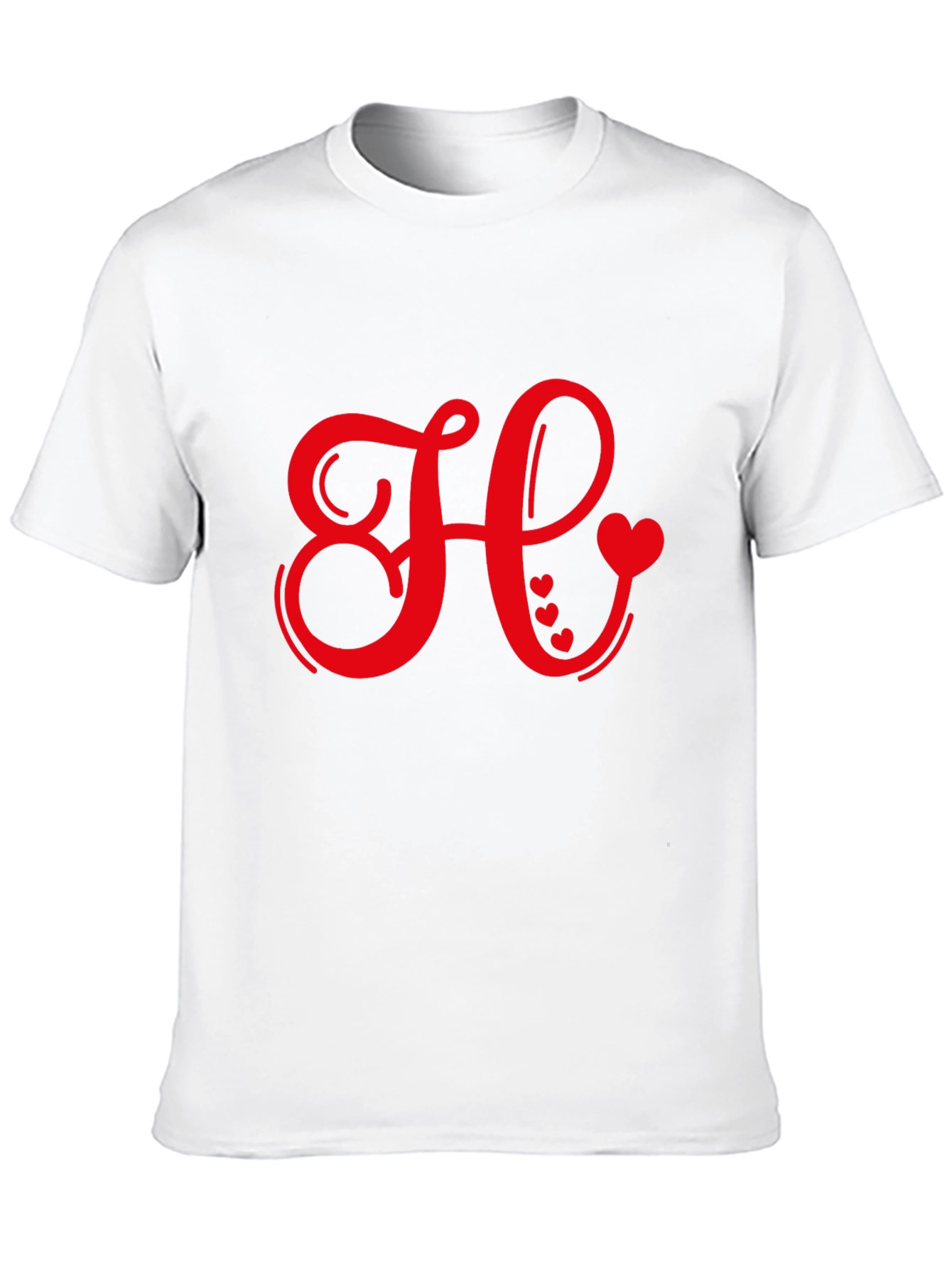Black Red Heart Initial Letter Black T-Shirt view 10