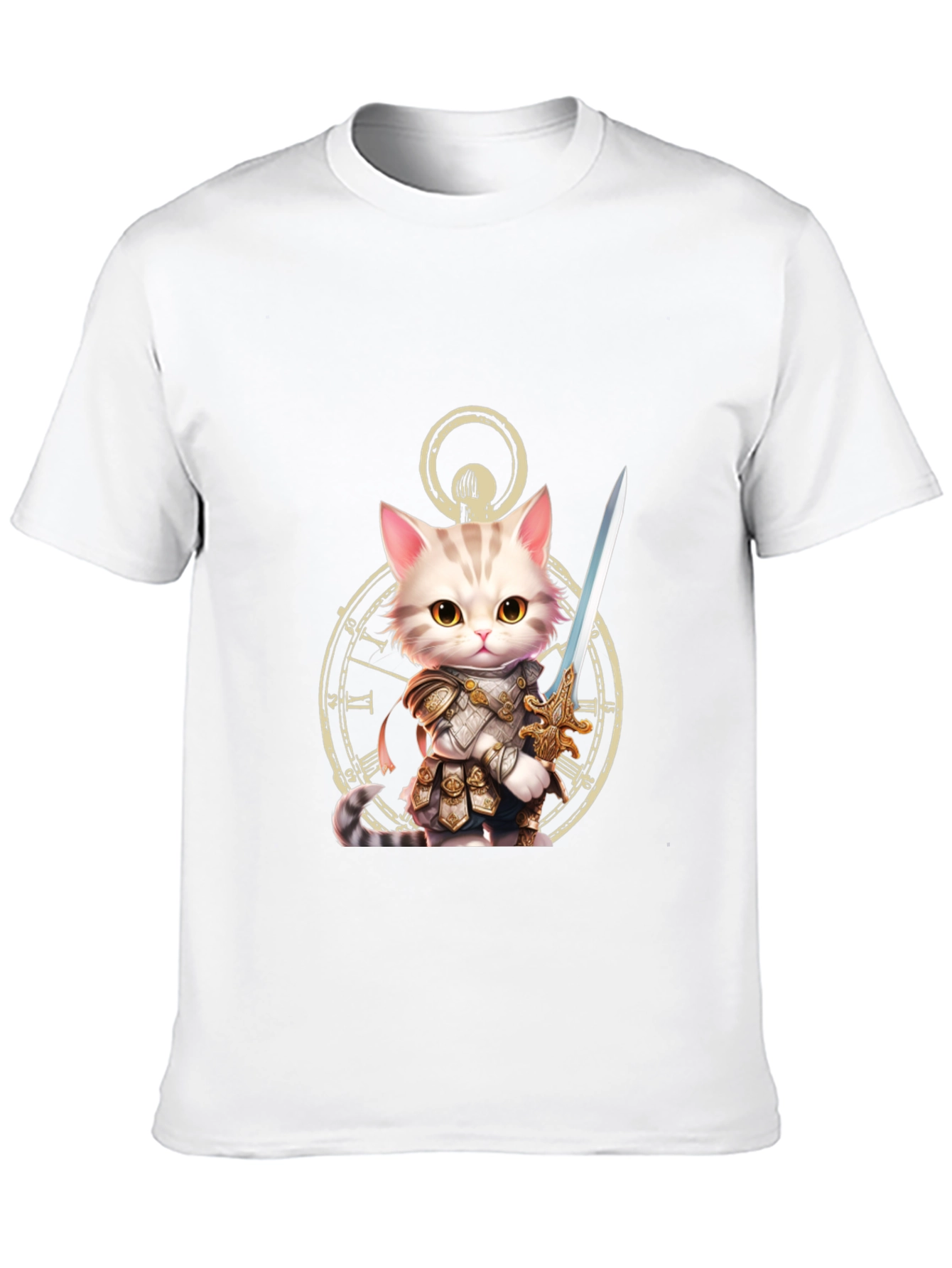 Black Cat Knight T-Shirt - Whimsical Warrior Design view 10