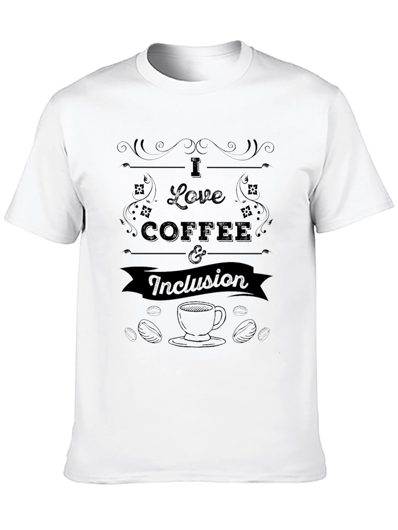 Black I Love Coffee & Inclusion Graphic T-Shirt view 10