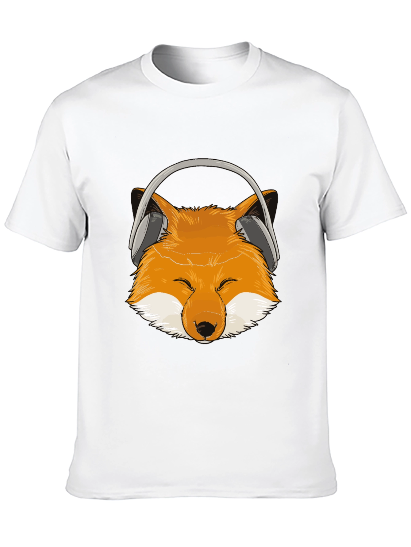 Black Fox Headphone T-Shirt - Cool Animal Design view 10