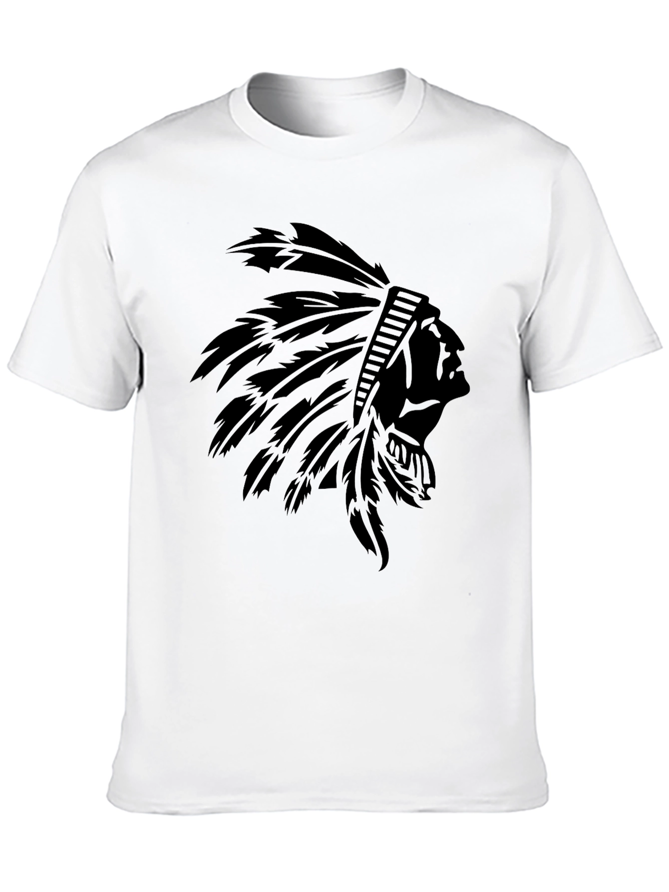 Black T-Shirt with Native American Headdress Graphic - 10