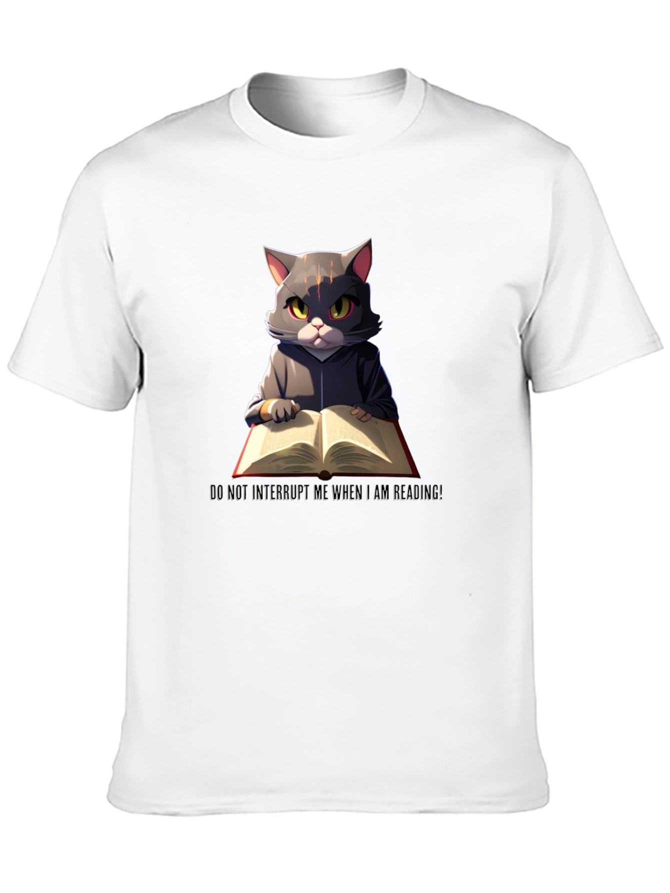 Black Reading Cat Graphic T-Shirt - Do Not Disturb view 10