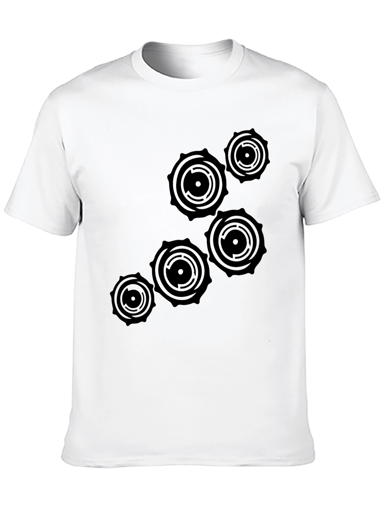 Black Abstract Circle Design Black T-Shirt view 10