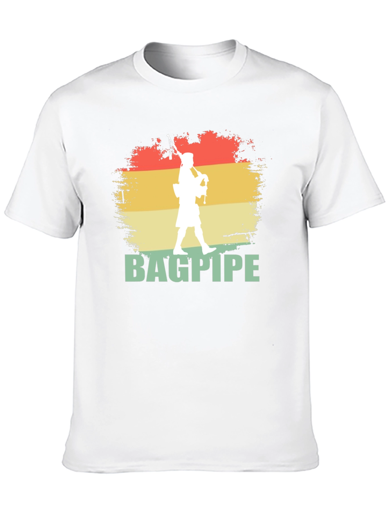 Black Bagpipe Player Graphic T-Shirt | Retro Style Design view 10