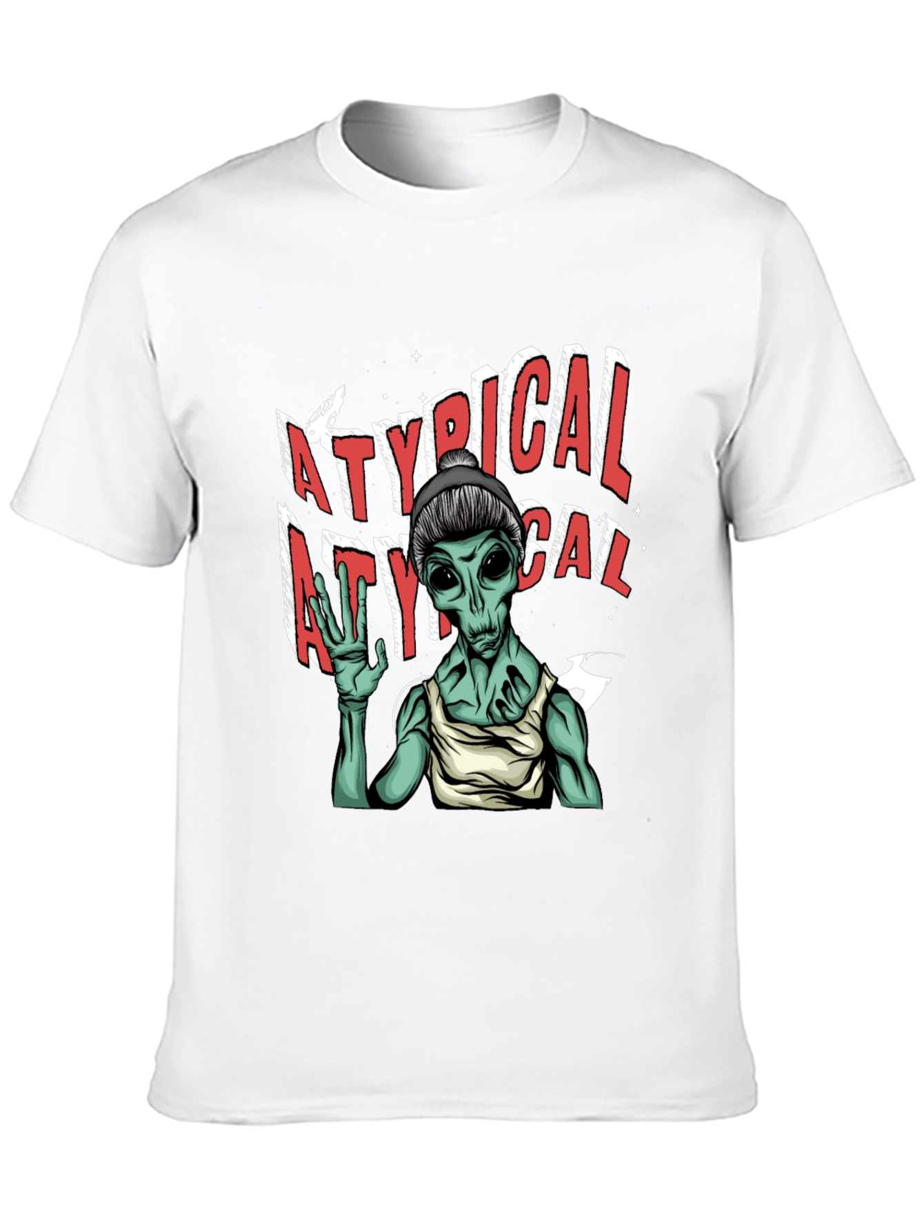 Black Atypical Alien Graphic Tee - Black Cotton T-Shirt view 10