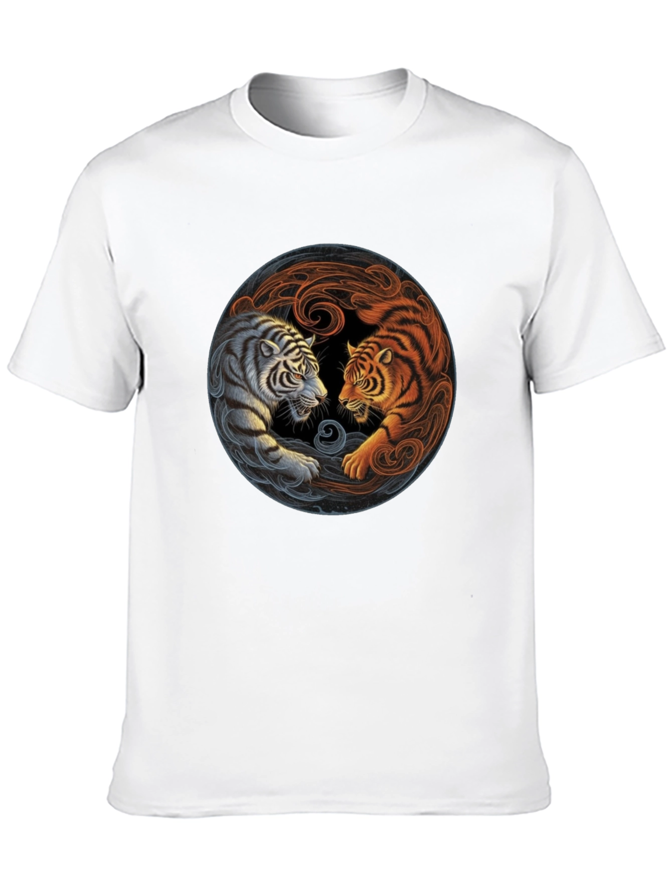 Black Yin Yang Tiger Graphic Tee - Black Cotton Blend view 10