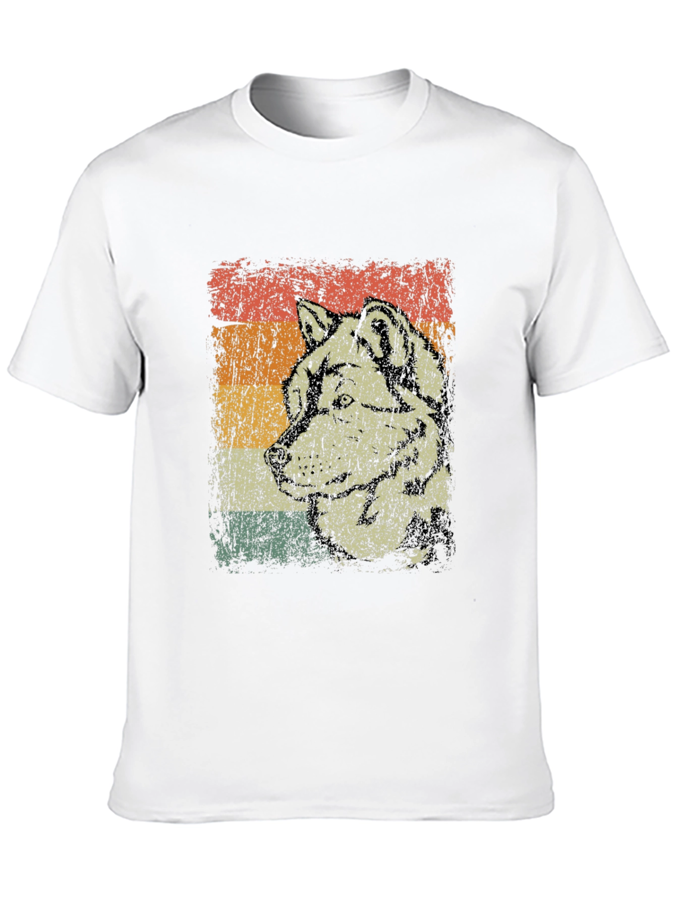 Black Vintage Wolf Graphic Tee - Retro Animal Design view 10