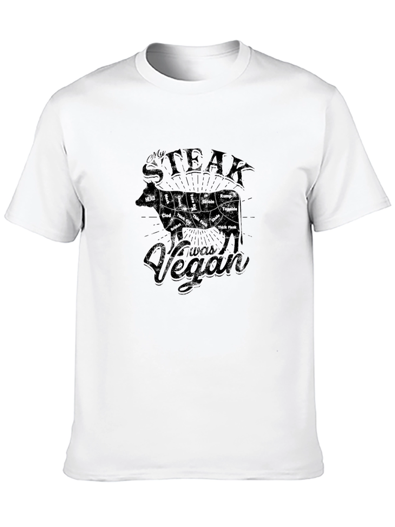 Black Vegan Steak T-Shirt - Black Graphic Tee view 10