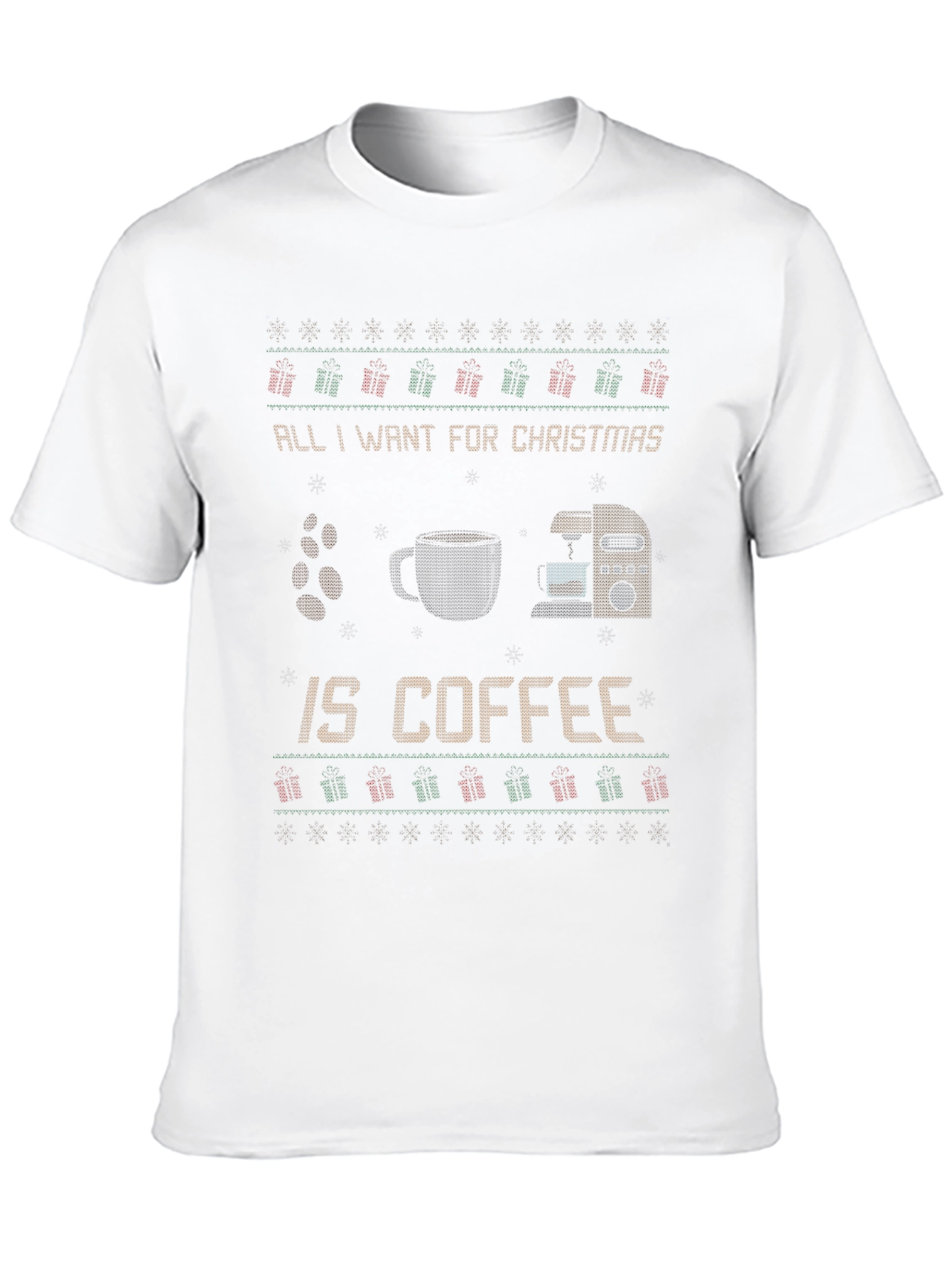 Black All I Want for Christmas is Coffee Ugly Sweater T-Shirt view 10