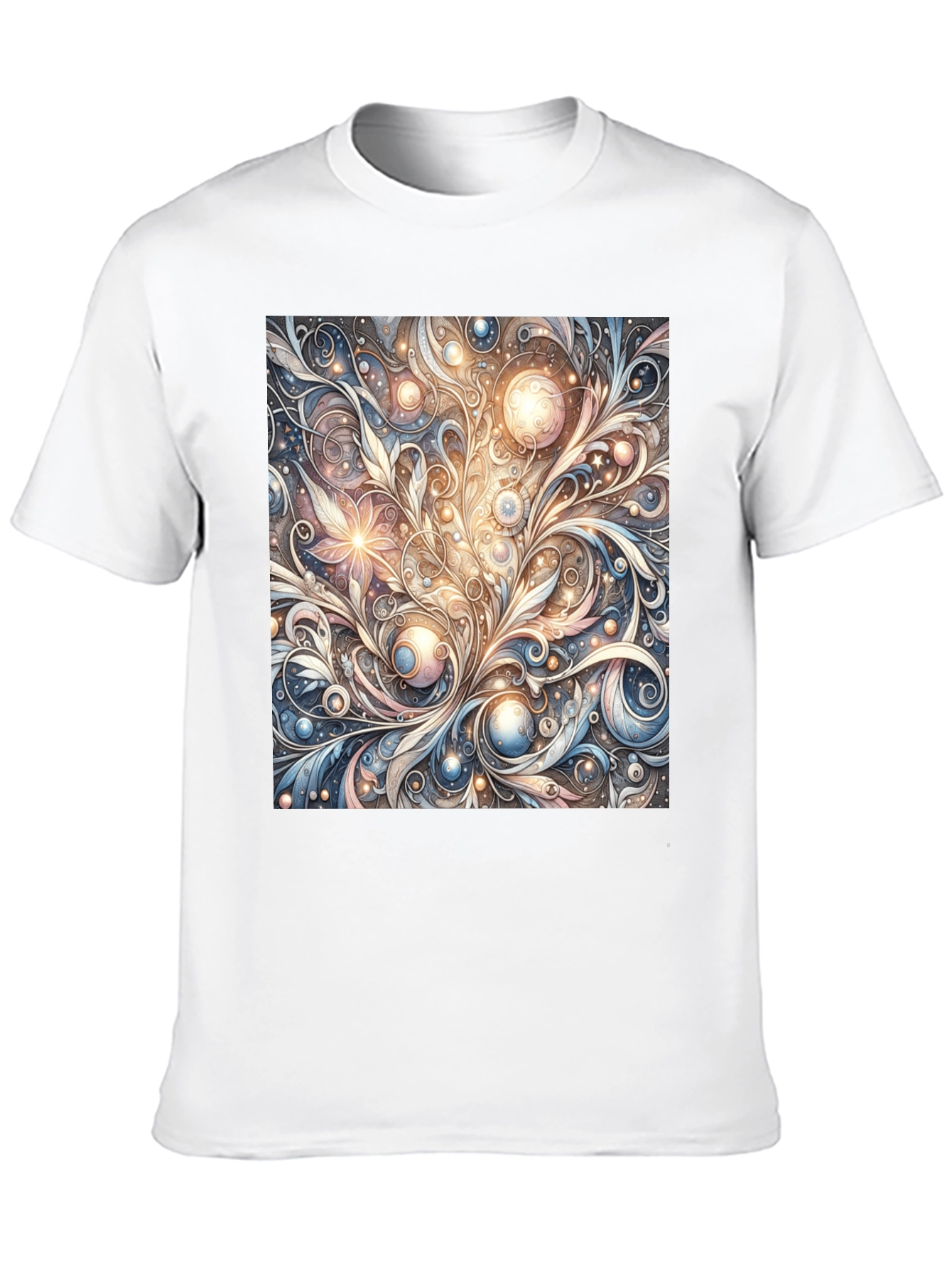 Black Art Nouveau Swirl T-Shirt: Unique Pattern Tee view 10