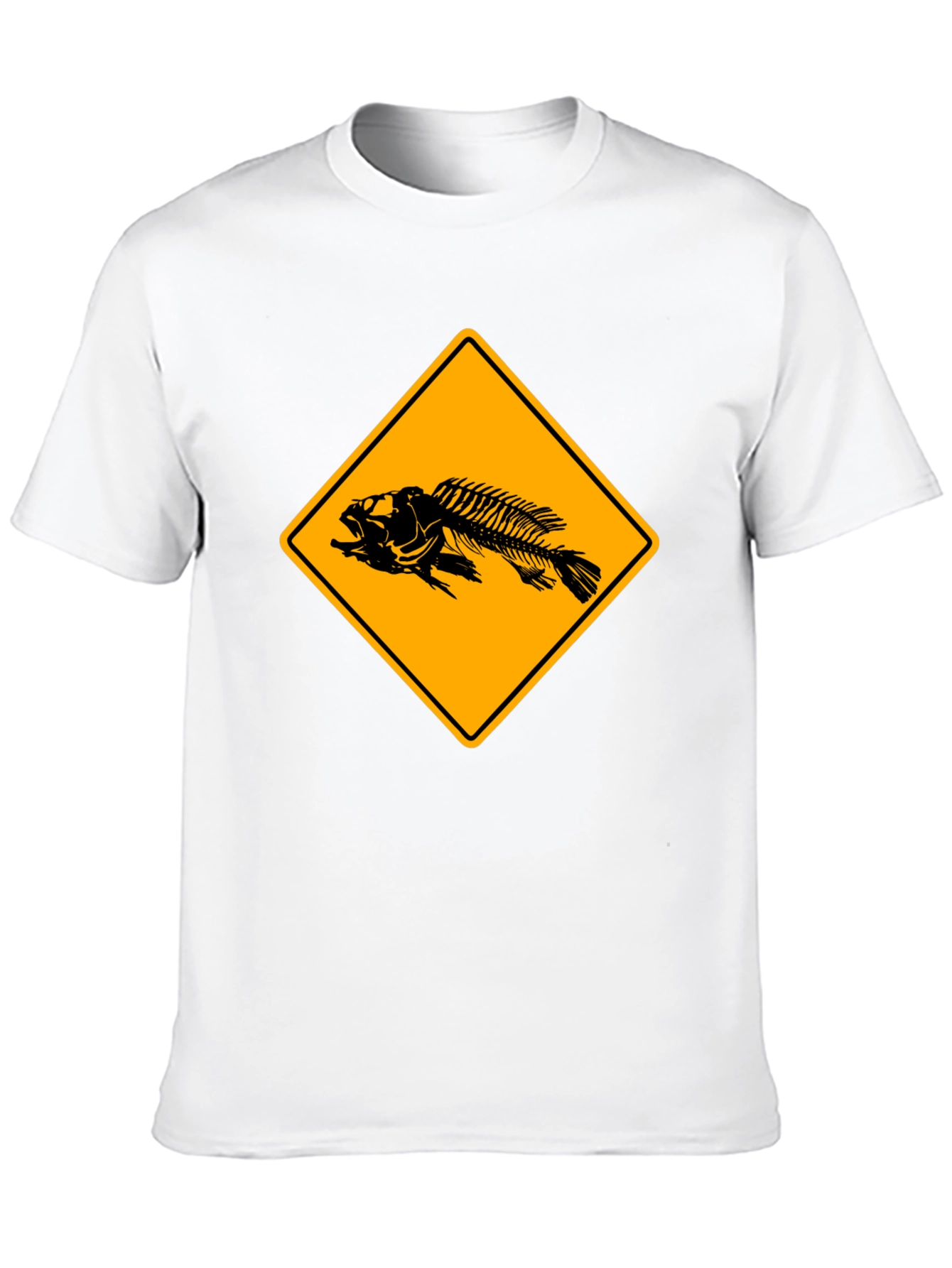 Black Fishbone Warning Sign Graphic Tee - Black Cotton T-Shirt view 10
