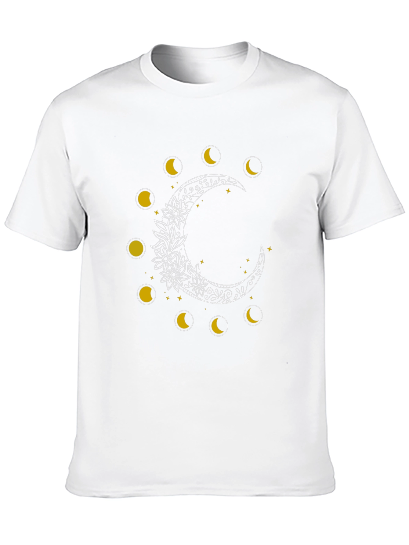 Black Moon Phases Floral Graphic Tee - Black Cotton Blend view 10