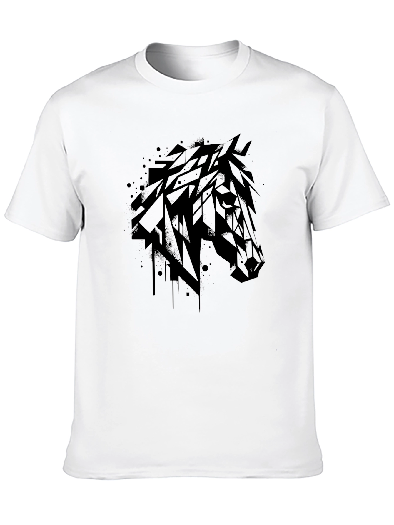 Abstract Horse Head Black T-Shirt - 10