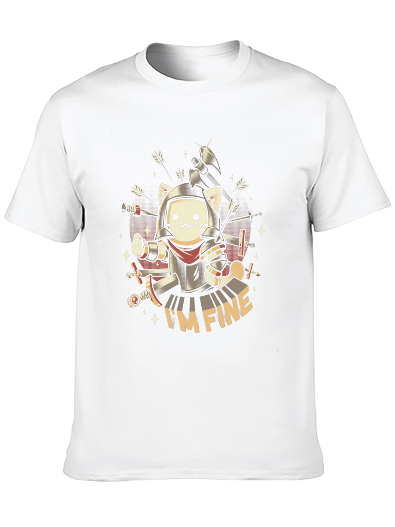 Black I'm Fine Cat Knight T-Shirt view 10