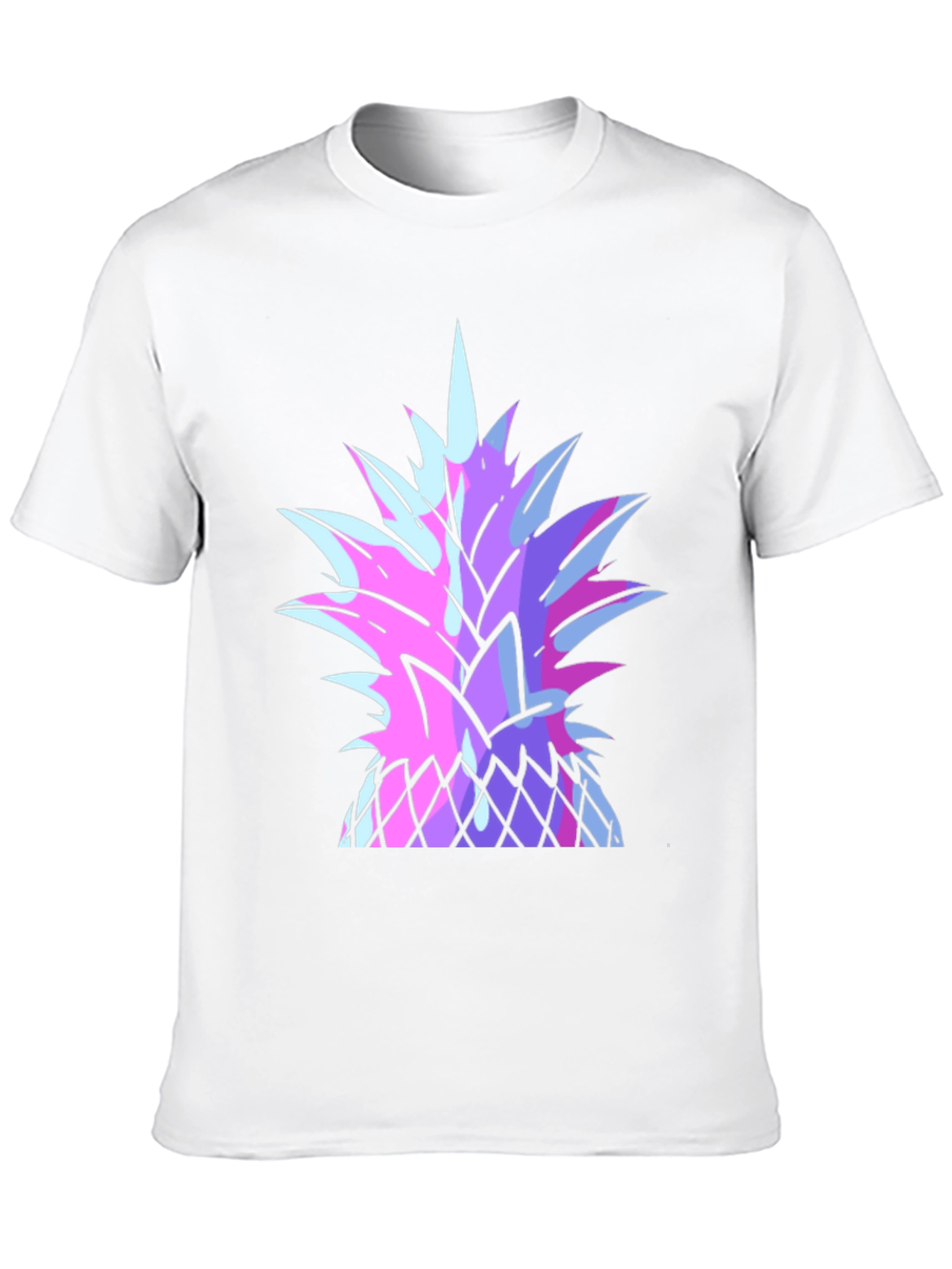 Black Vaporwave Pineapple Graphic Tee - Black Cotton T-Shirt view 10