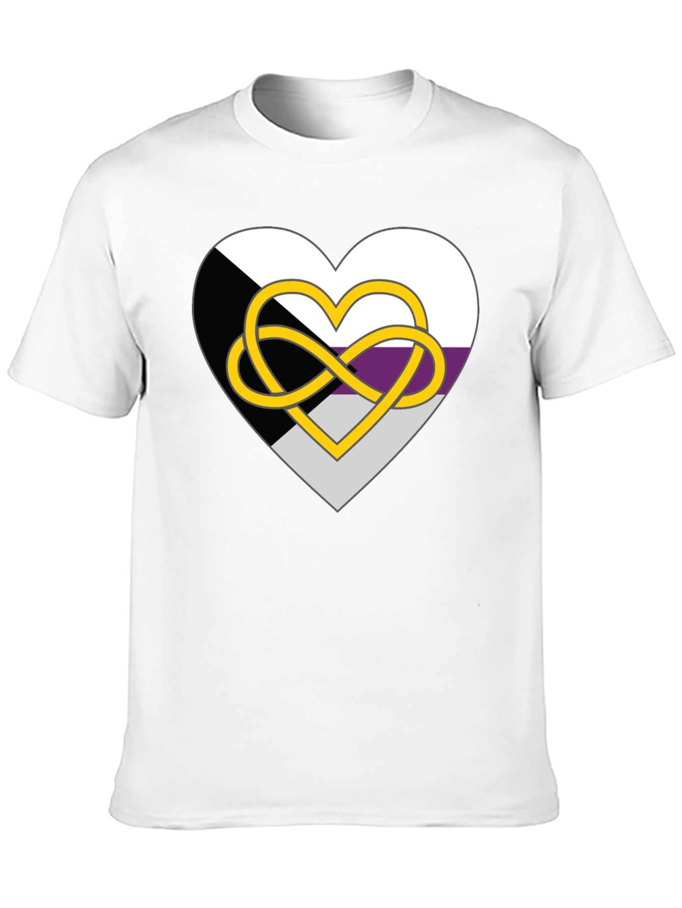 Black Demisexual Pride Heart Infinity Symbol Black T-Shirt view 10