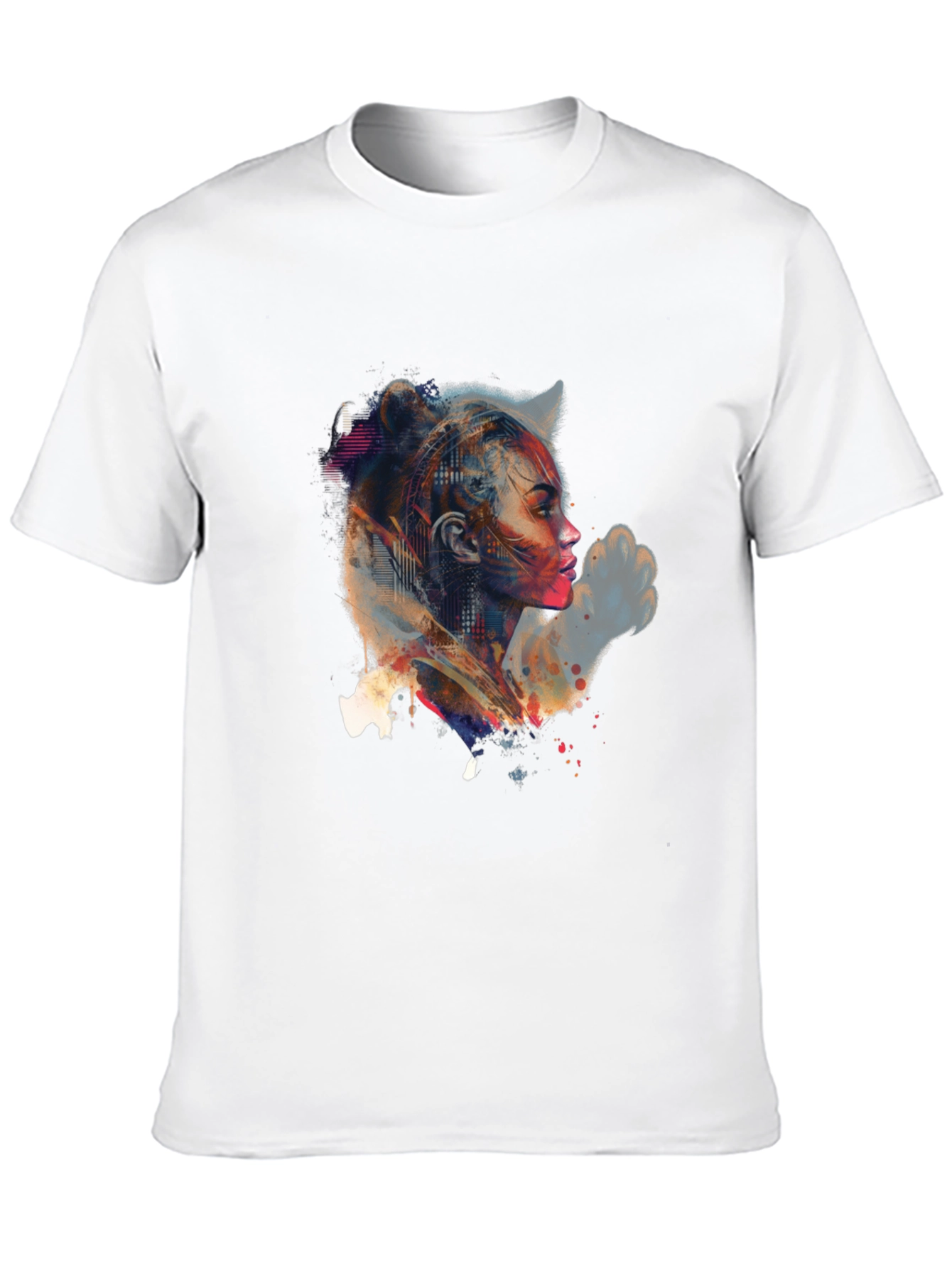 Black Abstract Woman Portrait Graphic Tee view 10