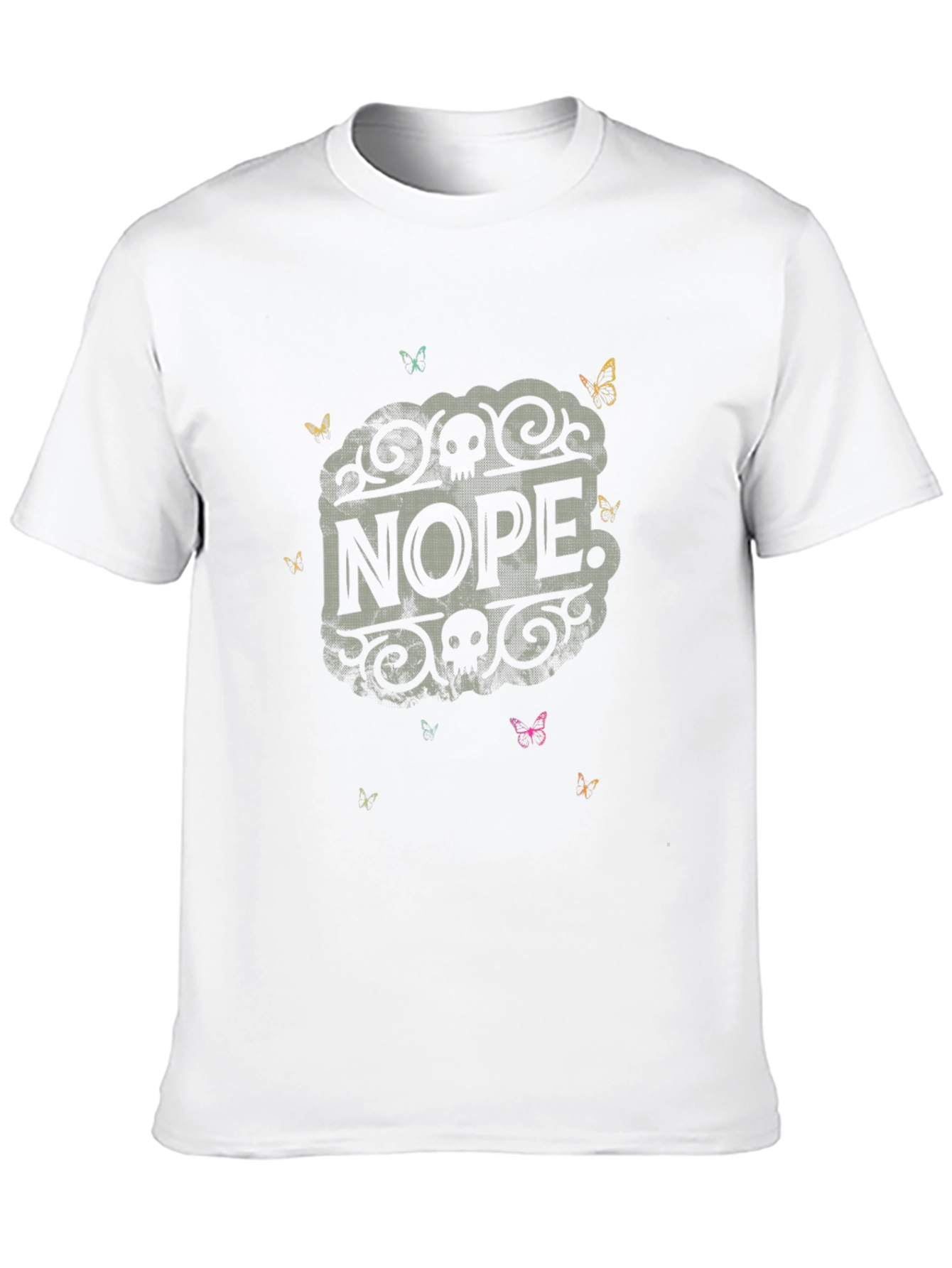 Black Nope Graphic Tee - Skull & Butterfly Design view 10