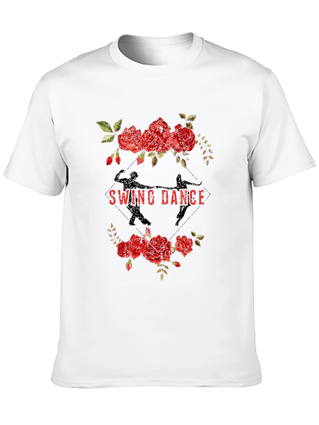 Black Swing Dance Floral Graphic Tee - Black view 10