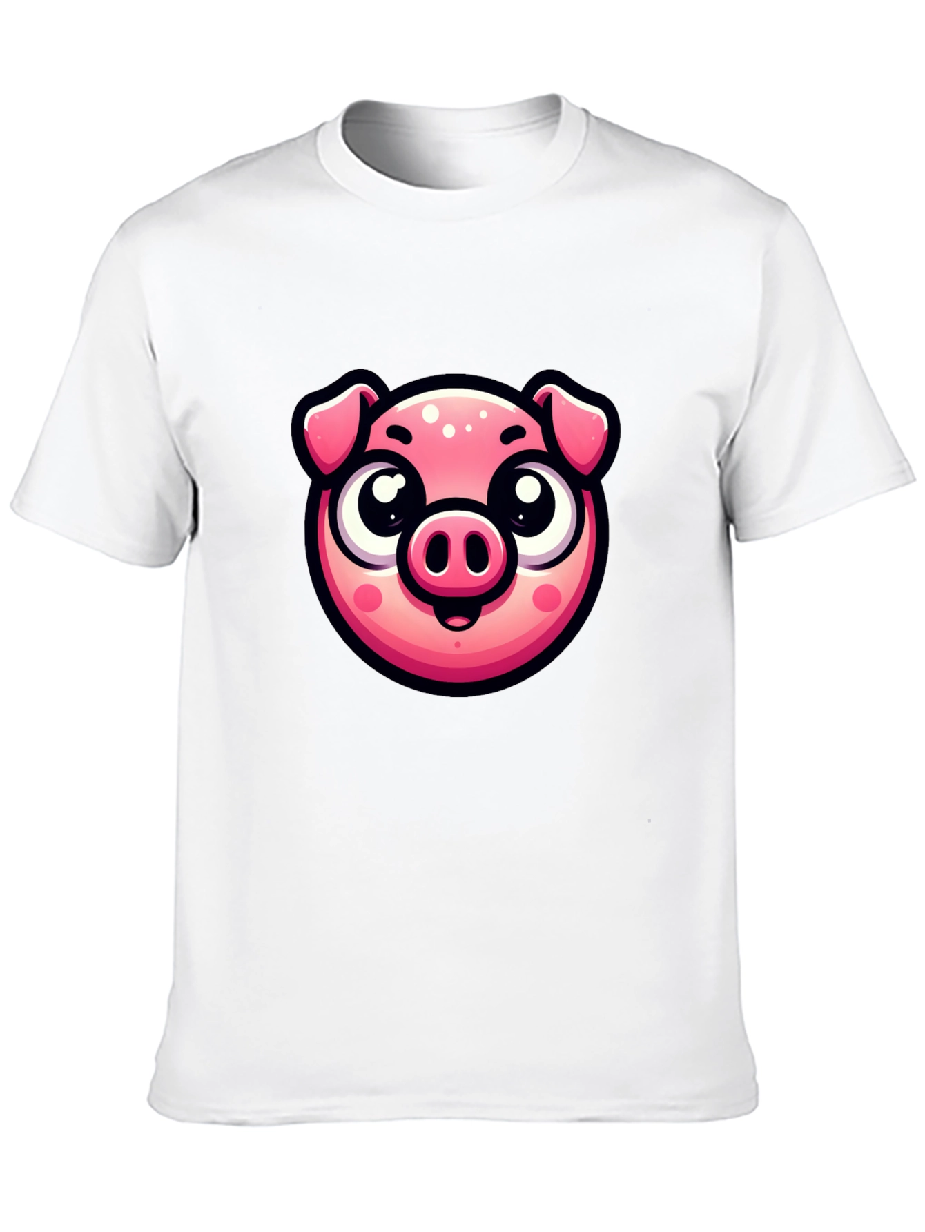 Black Cute Pig Graphic Print Black T-Shirt view 10