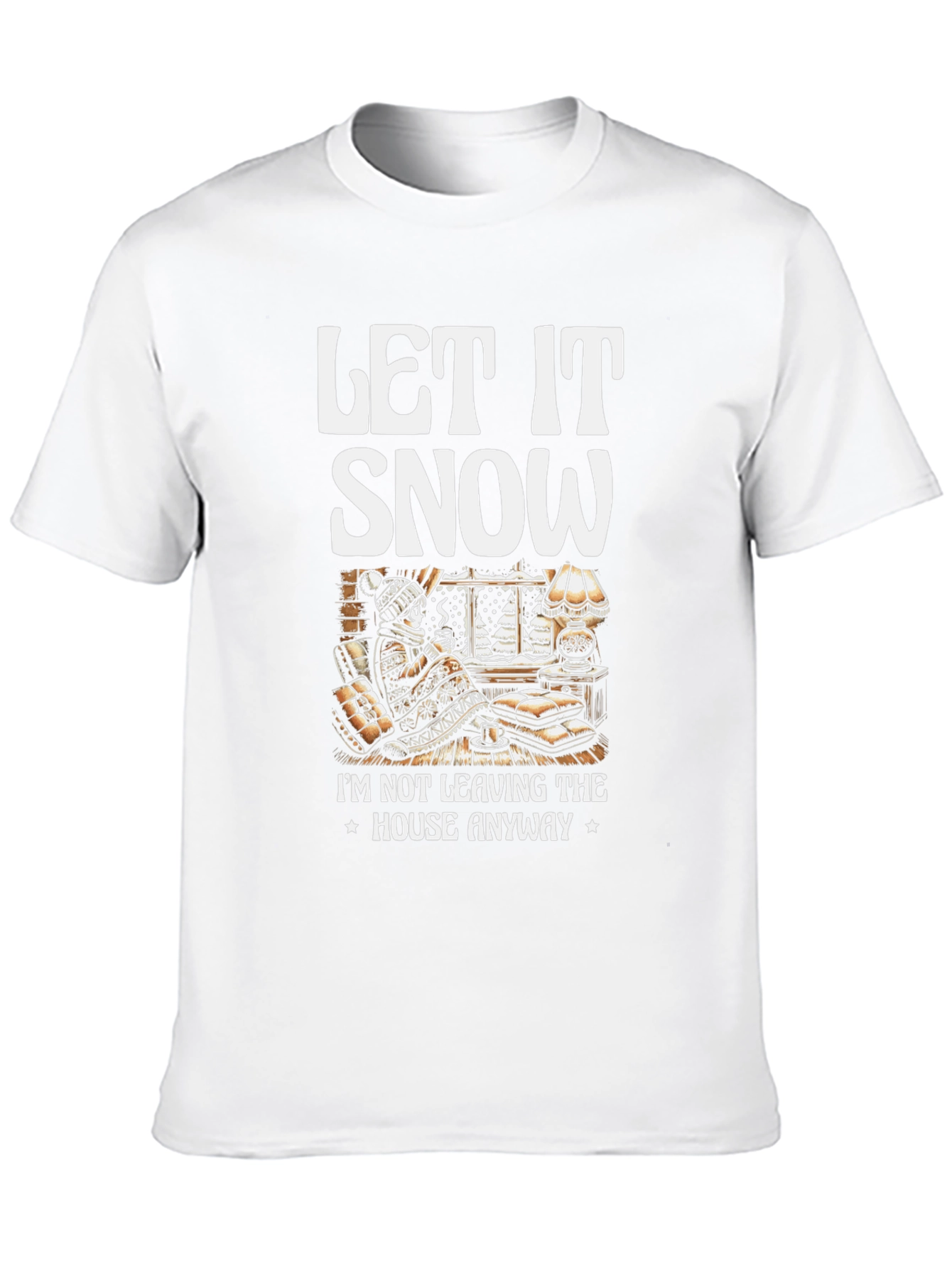 Black Let It Snow T-Shirt Winter Cozy Cabin Black Tee view 10