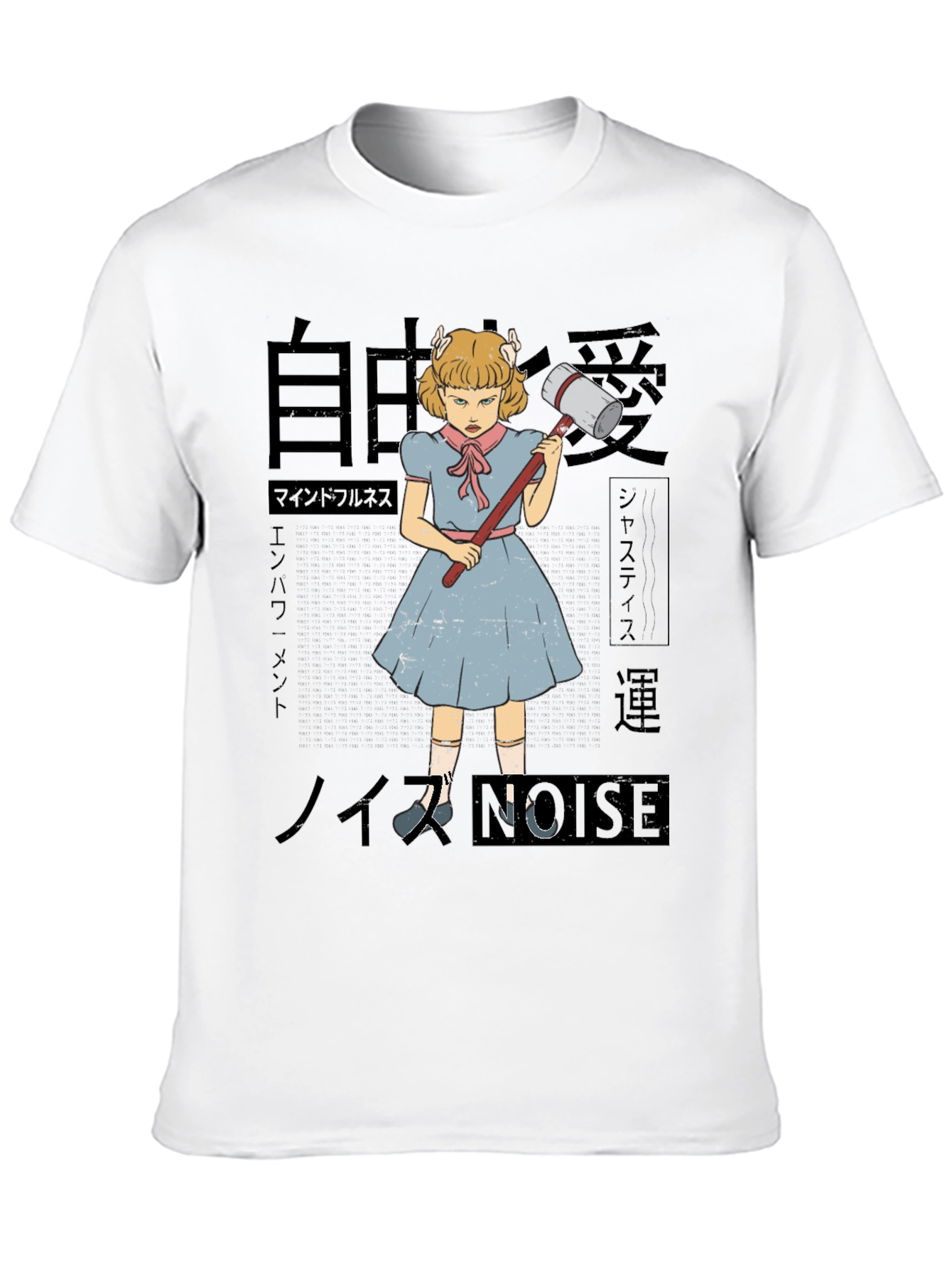 Black Anime Girl with Hammer Graphic Tee view 10