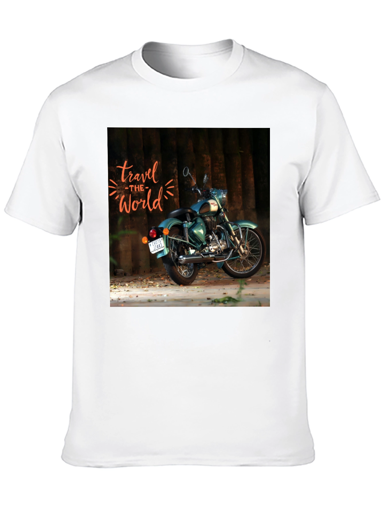 Black Travel the World Motorcycle Graphic T-Shirt view 10