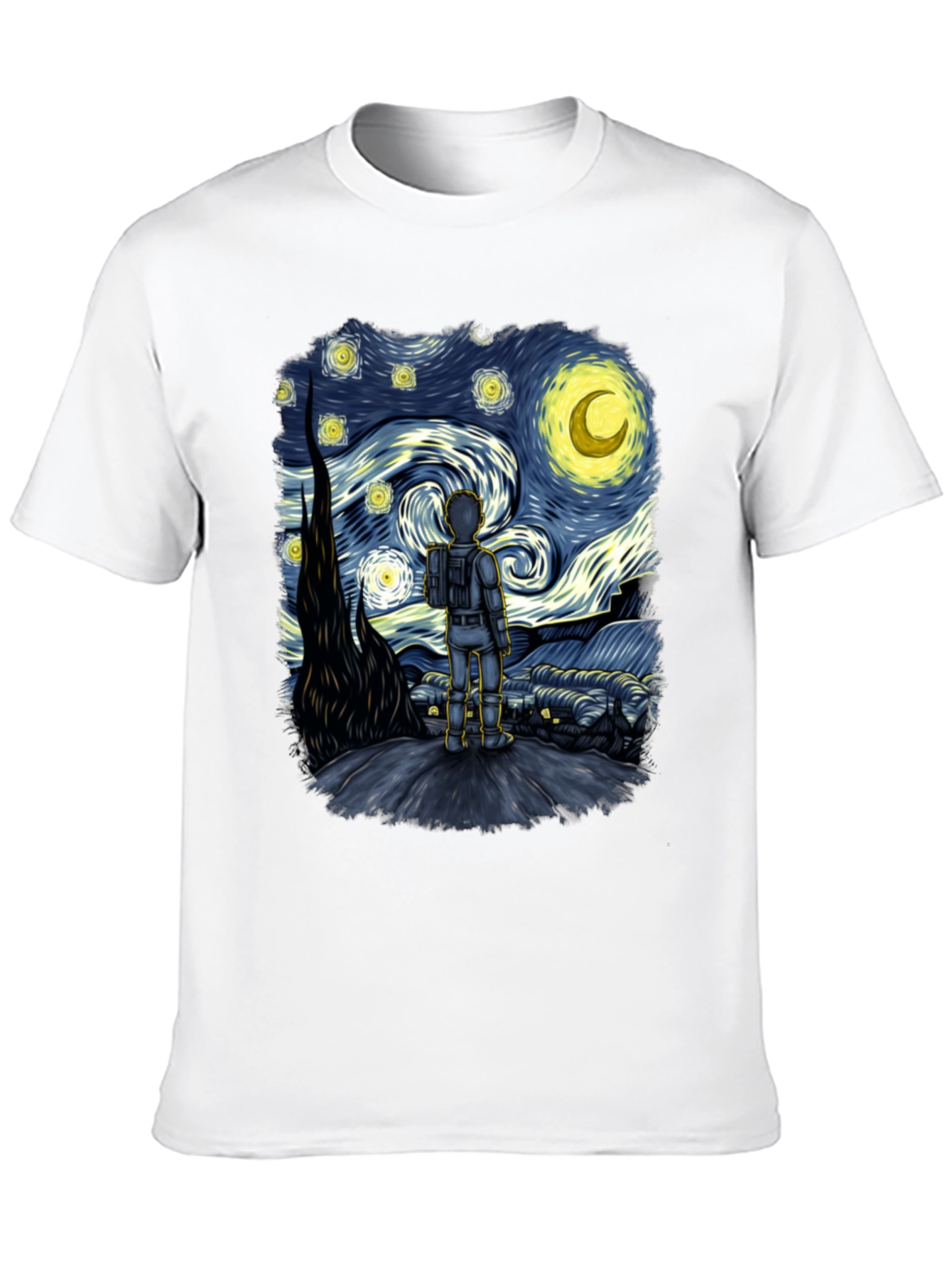 Black Starry Spaceman T-Shirt: Unique Art Tee view 10