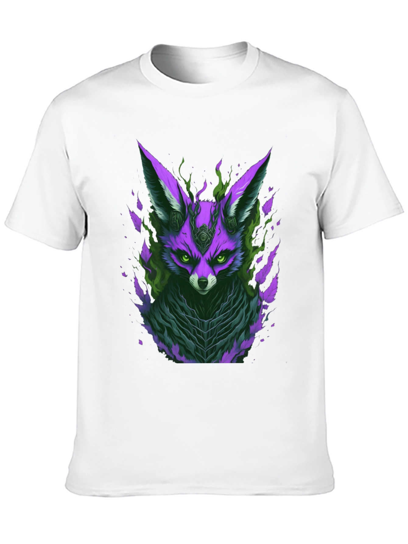 Black Mystic Fox Graphic Tee - Unique Purple Design view 10