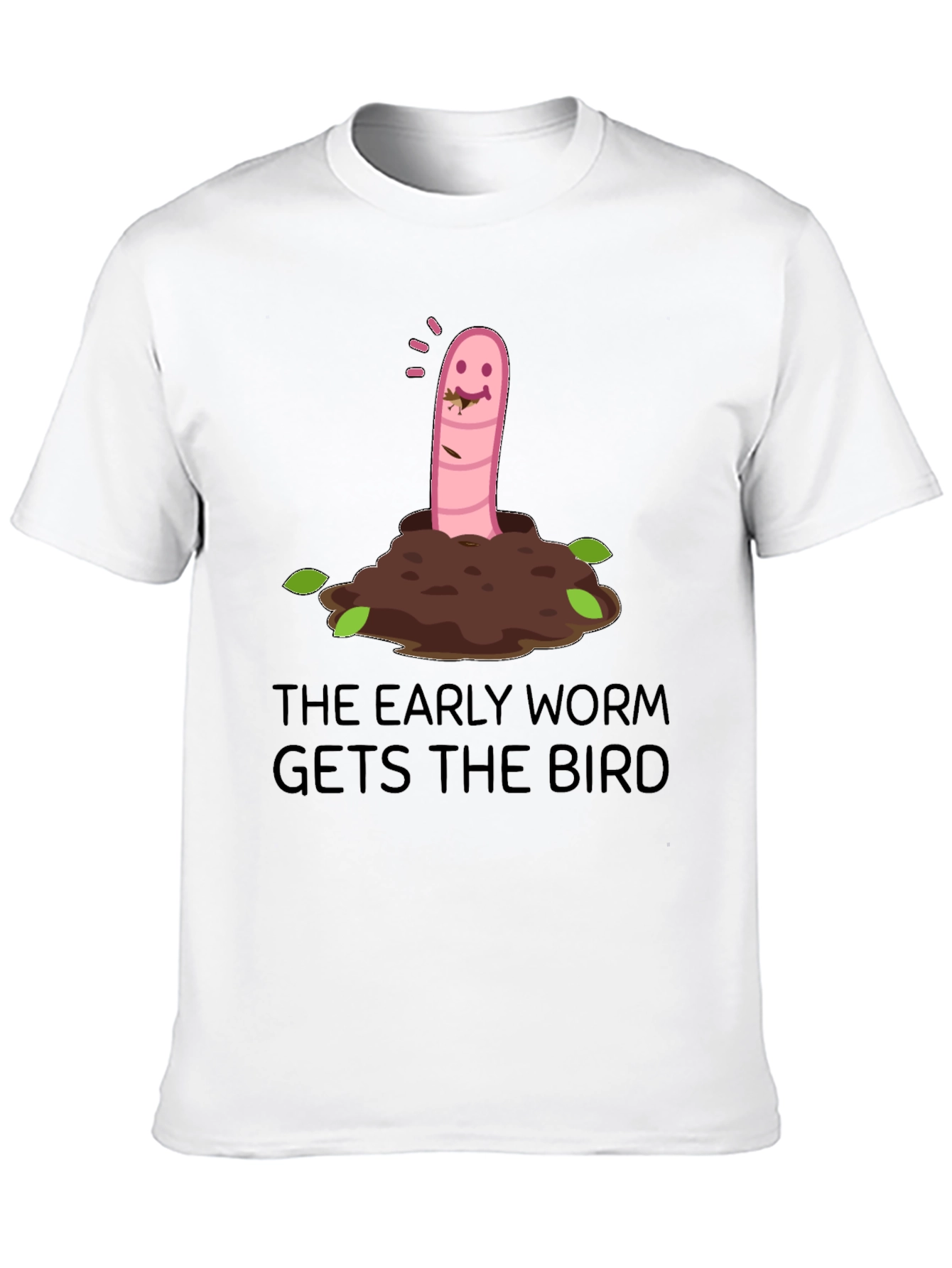 Black Early Worm Gets the Bird Graphic T-Shirt view 10
