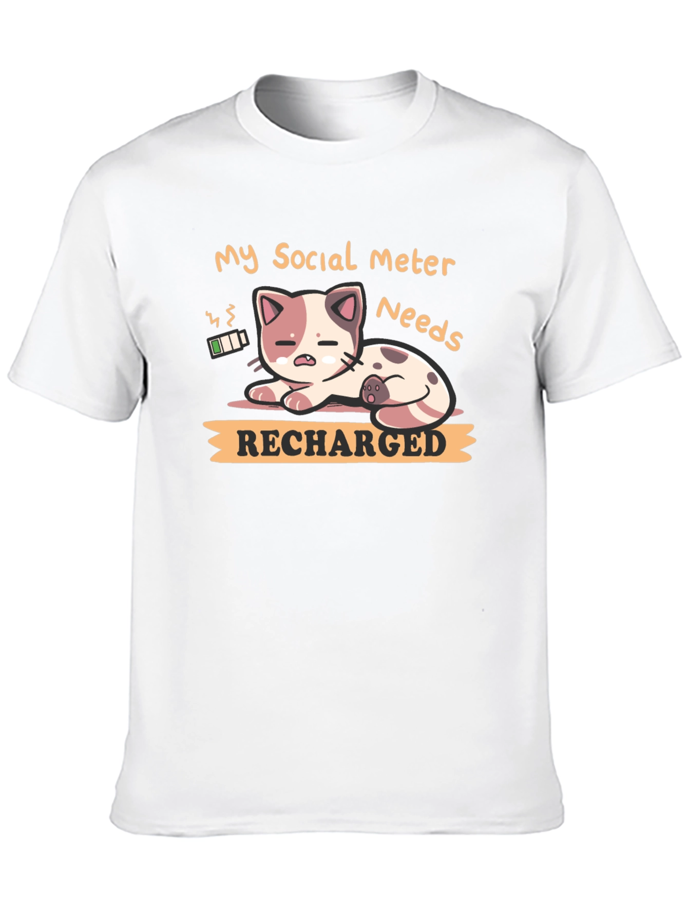 Black Social Meter Recharge Cat Graphic T-Shirt view 10