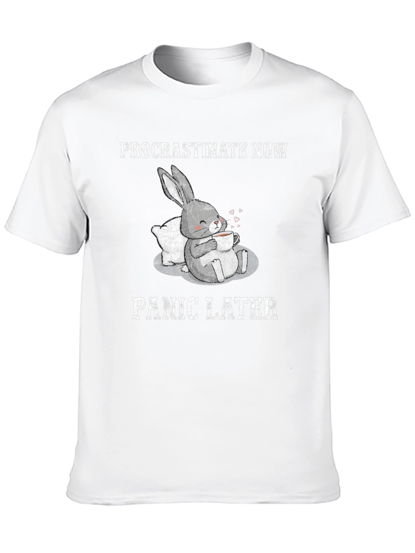 Black Procrastinate Now Panic Later Funny Rabbit T-Shirt view 10