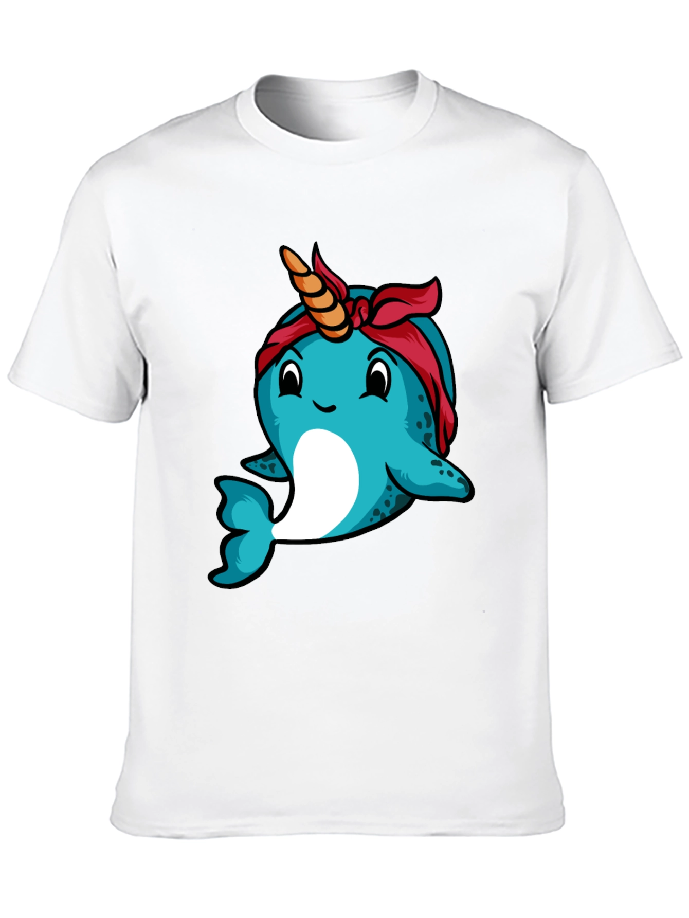 Black Narwhal T-Shirt: Unique Cartoon Bandana Graphic Tee view 10