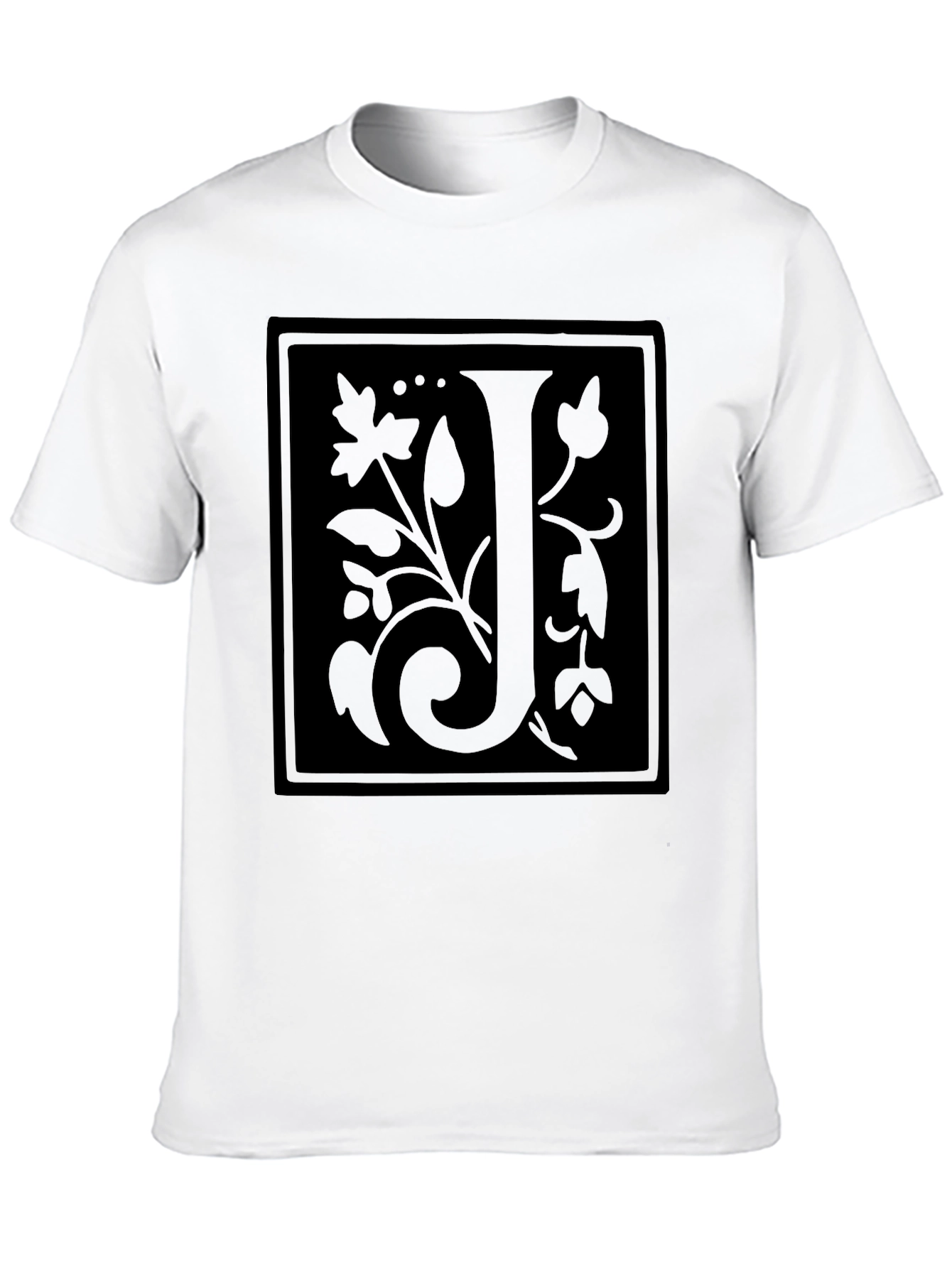Black Floral Initial J Black T-Shirt view 10