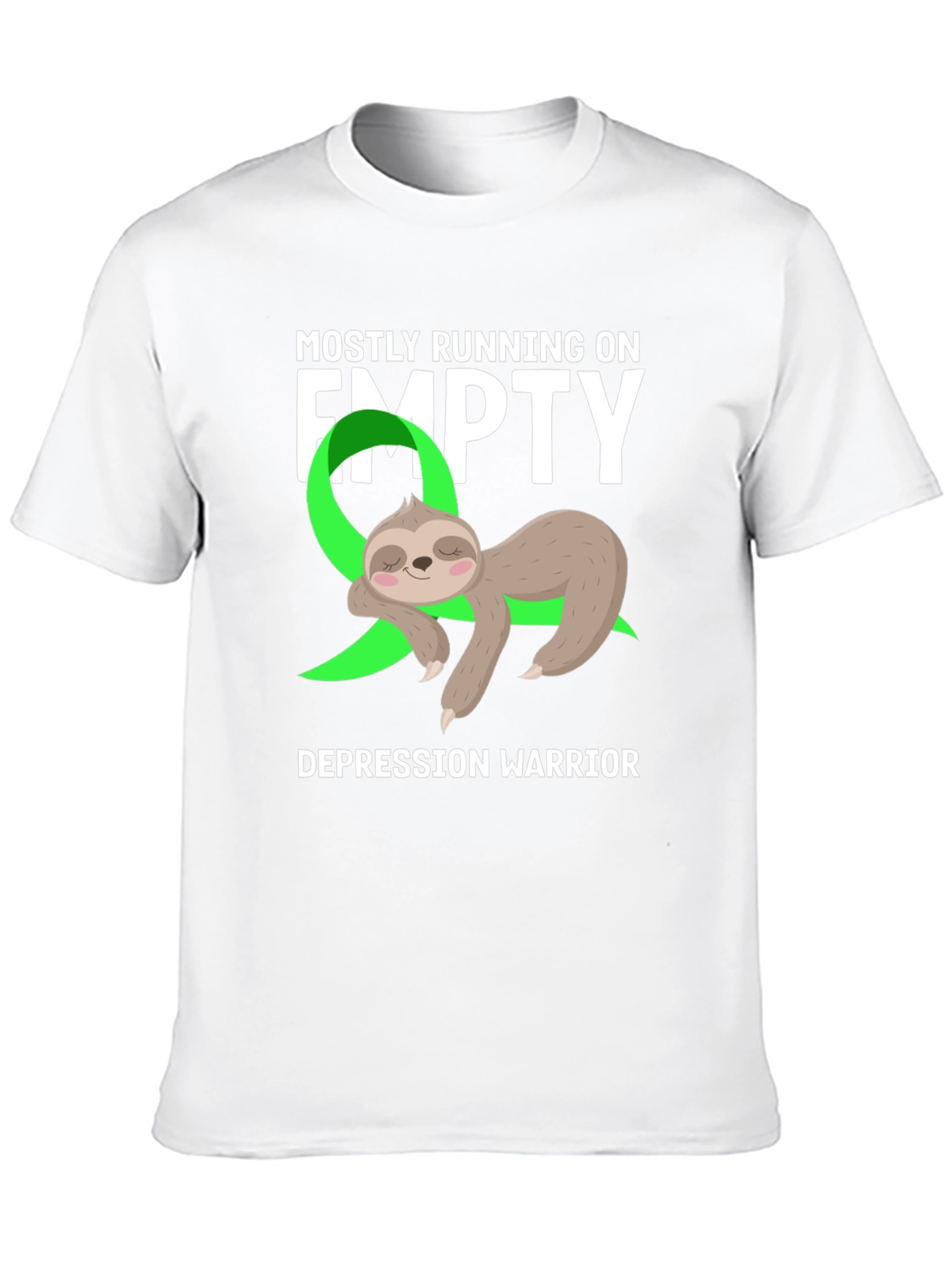 Black Mostly Running on Empty Depression Warrior Sloth Tee view 10