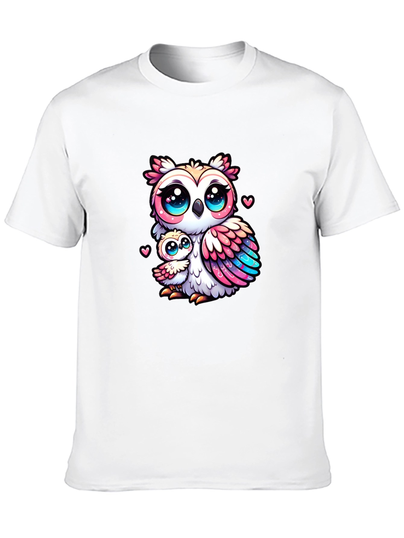 Black Cute Owl Family Graphic Tee - Black Cotton Shirt view 10