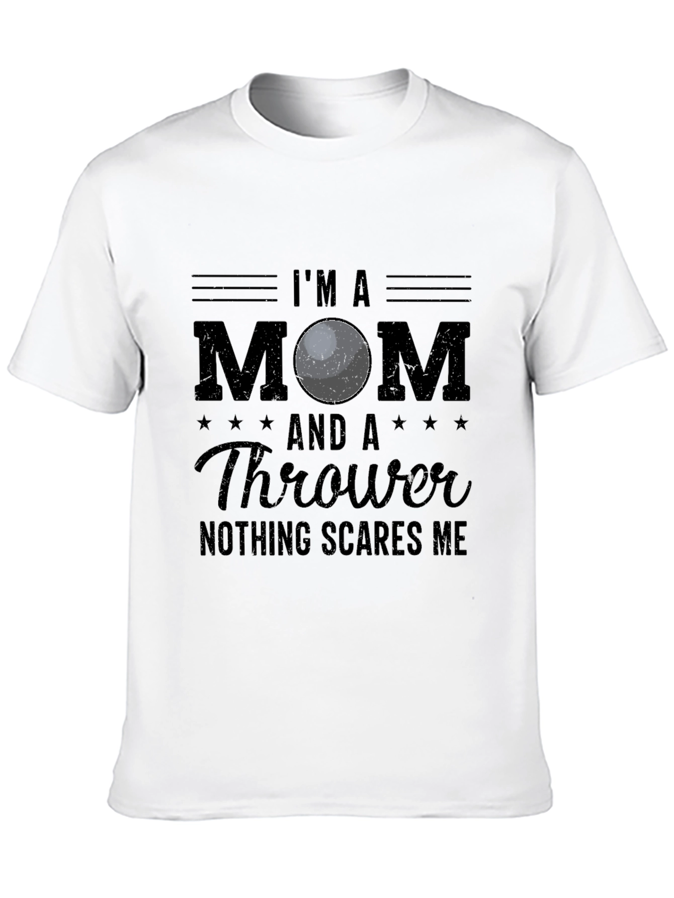 Black I'm a Mom & Thrower T-Shirt view 10