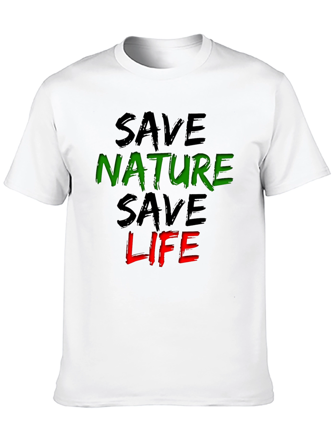 Black Save Nature Save Life Graphic Tee - Eco-Friendly Black T-Shirt view 10