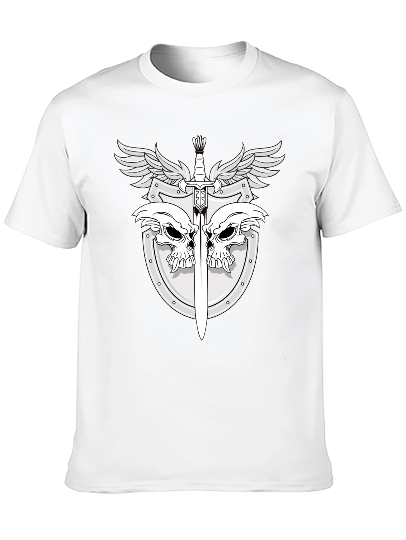 Black Skull & Sword Shield Graphic Tee - Black view 10
