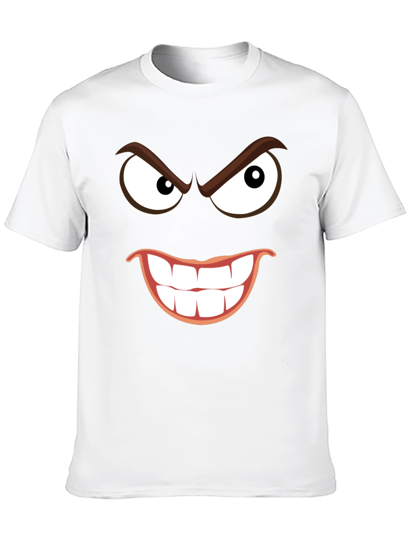 Black Men's Black T-Shirt with Grinning Cartoon Face view 10
