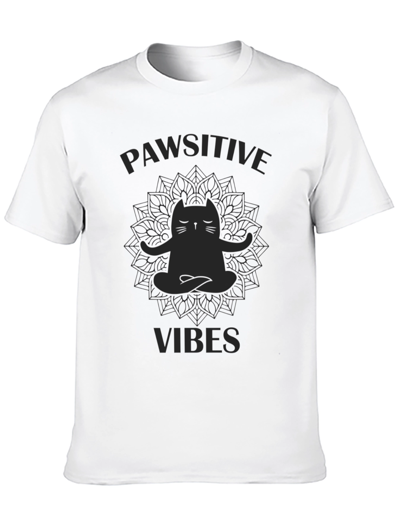 Black Pawsitive Vibes Cat Yoga T-Shirt view 10