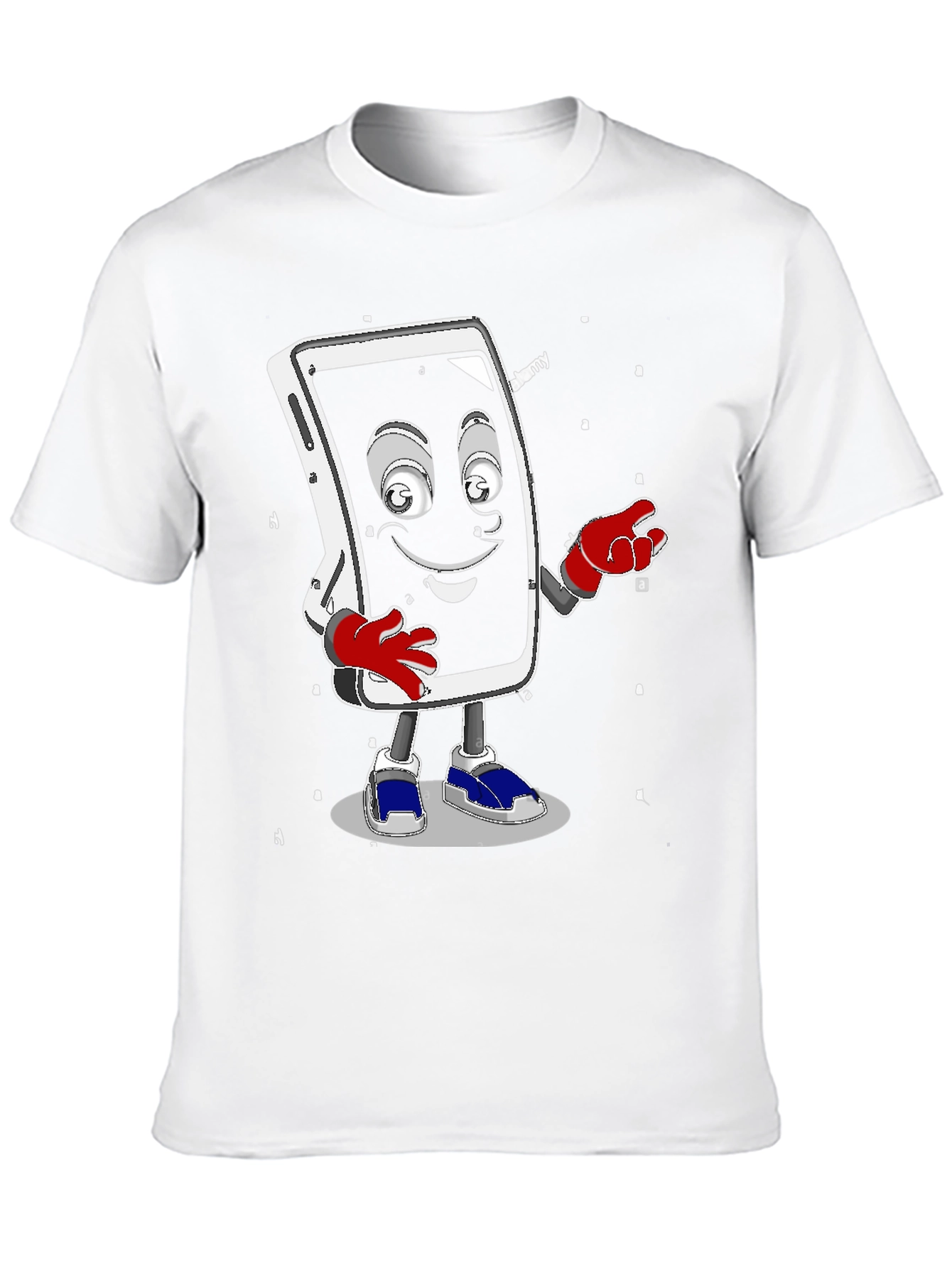 Black Funny Smartphone Character Graphic T-Shirt view 10
